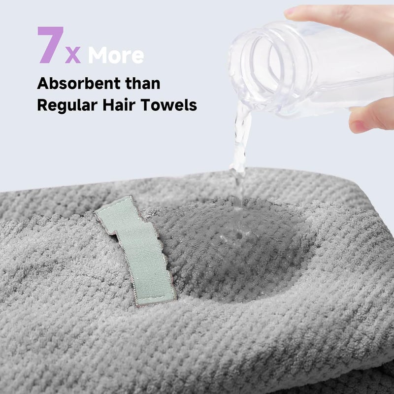 NeDKeN Large Microfiber Hair Towel for Women,Super Soft Anti Frizz & Quick Dry for Curly Hair,Ultra Absorbent Hair Wrap Towels for Long,Thick,Wet Hair 24x42 Inches (Grey) - Image 5